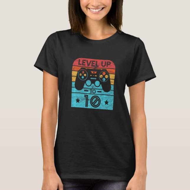 Retro Birthday Video Game 10 Years Old Gamer Level T-Shirt (Front)