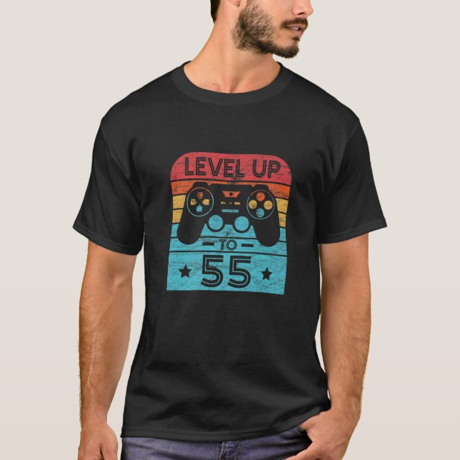 Retro Birthday Video Game 55 Years Old Gamer Level T-Shirt (Front)
