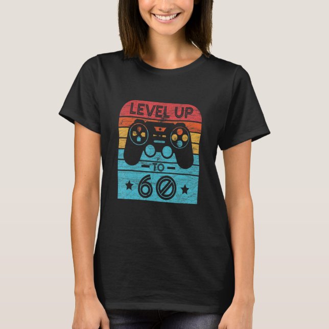 Retro Birthday Video Game 60 Years Old Gamer Level T-Shirt (Front)