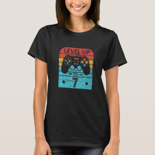 Retro Birthday Video Game 7 Years Old Gamer Level  T-Shirt