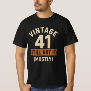 Retro Birthday Vintage 41 Typography Distressed T-Shirt