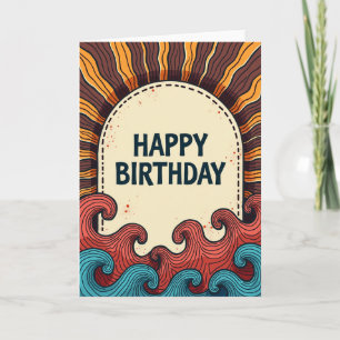 Retro Birthday Waves Card