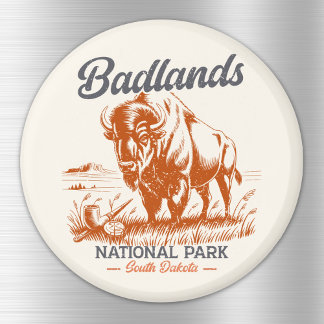 Retro Bison – Badlands National Park  Magnet
