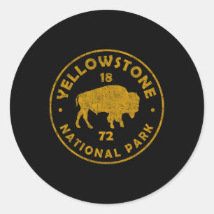 Retro Bison Yellowstone National Park 1872 Hiking Classic Round Sticker