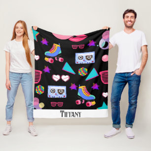 Retro black 80s Costume Vibrant culture pop Fleece Blanket