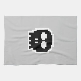 Retro Black 8-bit Skull Tea Towel