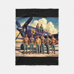 Retro black airmen black history world war 2 fleece blanket