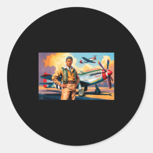 Retro Black Airmen Black History World War 2 Tuske Classic Round Sticker