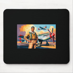 Retro Black Airmen Black History World War 2 Tuske Mouse Pad