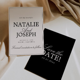 Retro Black And Cream Old Money Luxury Wedding Save The Date