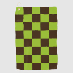 Retro Black and Green Chequered Squares Pattern Golf Towel