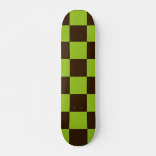 Retro Black and Green Chequered Squares Pattern Skateboard