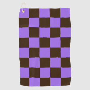 Retro Black and Purple Chequered Squares Pattern Golf Towel
