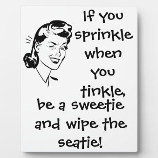 Retro black and white bathroom humour plaque