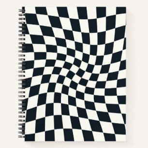 Retro Black and White Checks Warped Chequered Notebook
