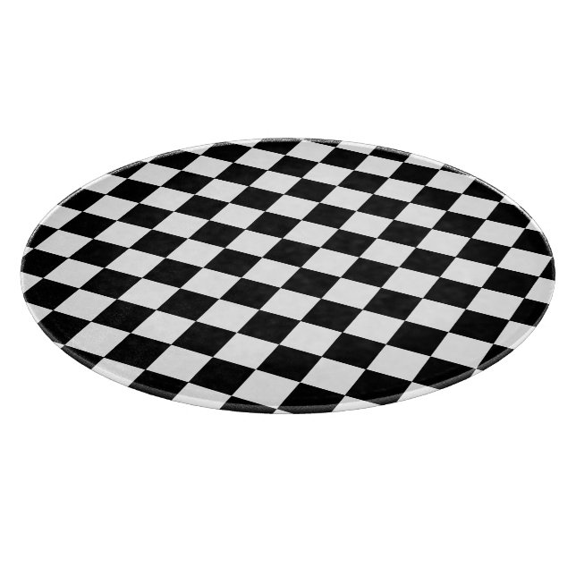Retro Black and White Chequerboard Cutting Board (Corner)