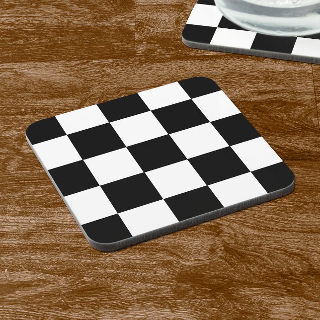 Retro Black and White Chequerboard  Drink Coasters (Creator Uploaded)