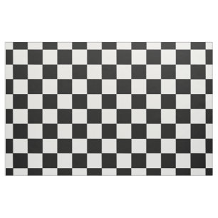 Retro Black and White Chequerboard Pattern Fabric