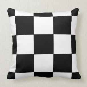 Retro Black and White Chequerboard Pattern Pillow