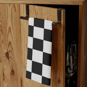 Retro Black and White Chequerboard Pattern Towels