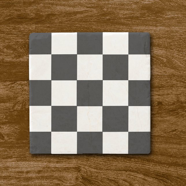 Retro Black and White Chequerboard Stone Coasters (Creator Uploaded)