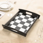 Retro Black and White Chequered Pattern Serving Tr
