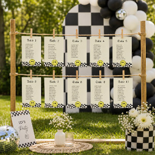 Retro black and white chequered table number chart