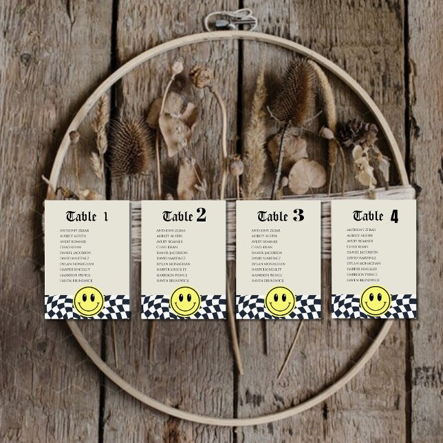 Retro black and white chequered table number chart (Creator Uploaded)