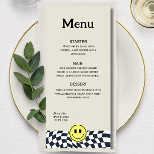 Retro black and white chequered vintage menu