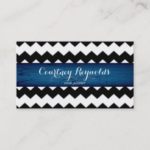 Retro Black and White Chevron Pattern Blues Party Business Card