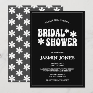 Retro Black and White Daisy Flower Bridal Shower Invitation
