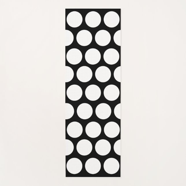 Retro Black and white Dots Pattern Yoga Mat (Front)