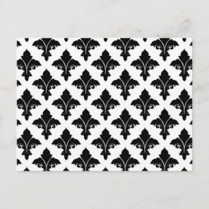 Retro Black and White Floral Pattern Postcard