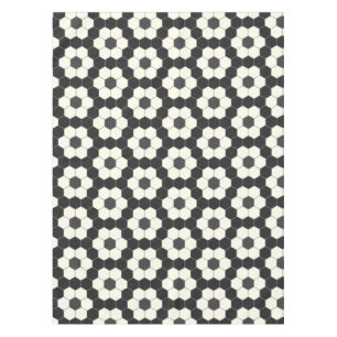 Retro Black and White Geometric Hexagon Tile   Tablecloth