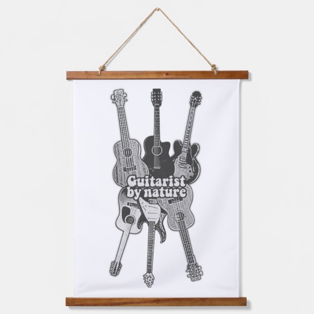 Retro black and white guitars for guitarists  hanging tapestry (Front)