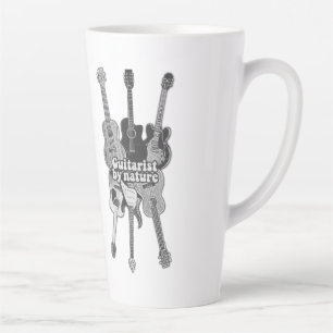 Retro black and white guitars for guitarists latte mug