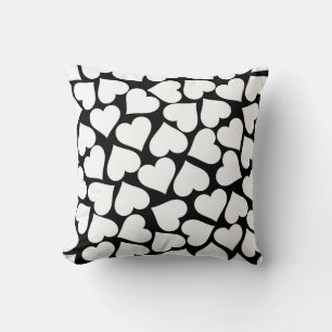 Retro Black and White Heart Pattern Cushion