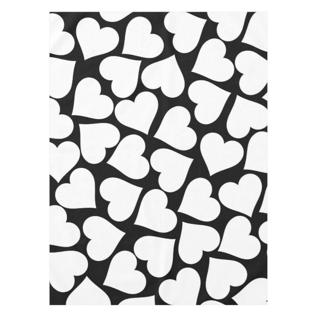 Retro Black and White Heart Pattern Tablecloth (Front)