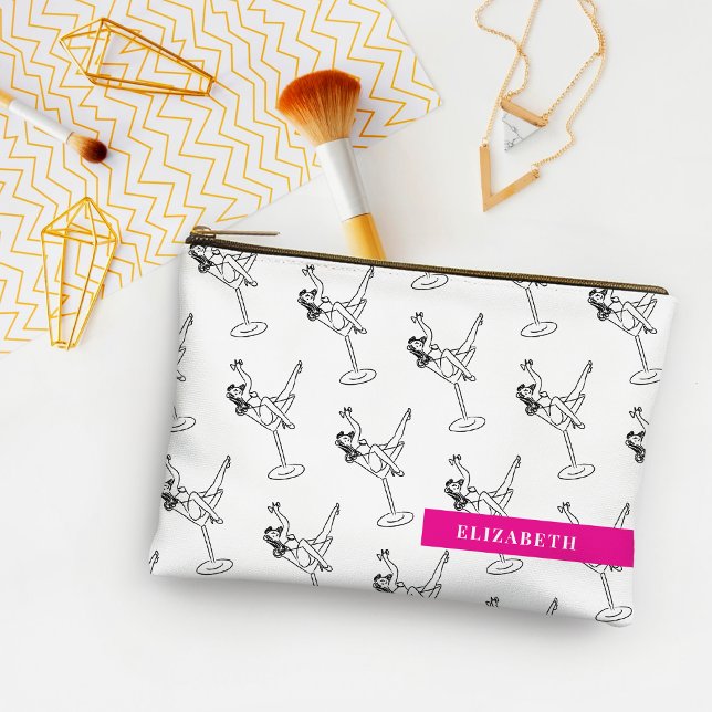 Retro Black and White Martini Glass Personalised   Accessory Pouch (Creator Uploaded)
