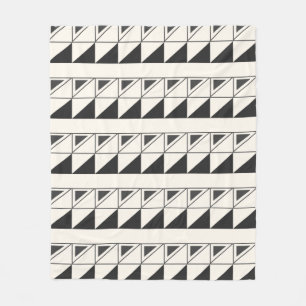 Retro Black and White Mid Mod Geometric Pattern  Fleece Blanket