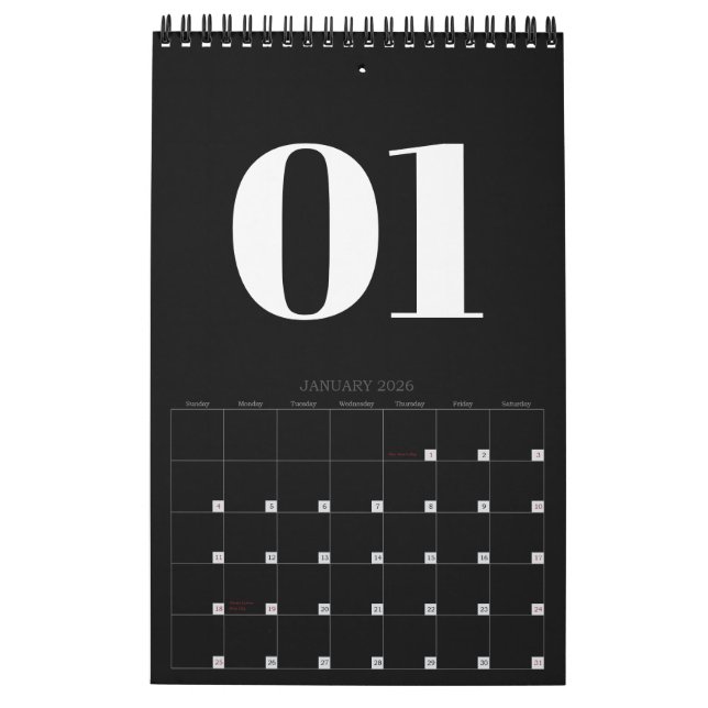 Retro Black and White No Photo 2026 Calendar (Jan 2026)