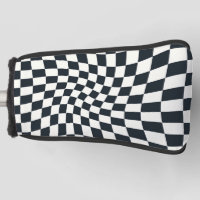 Retro Black And White Pastel Warped Chequerboard
