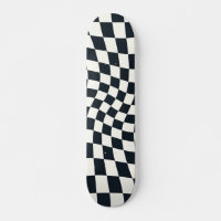Retro Black And White Pastel Warped Chequerboard