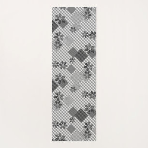 Retro black and white patchwork rustic pattern yoga mat