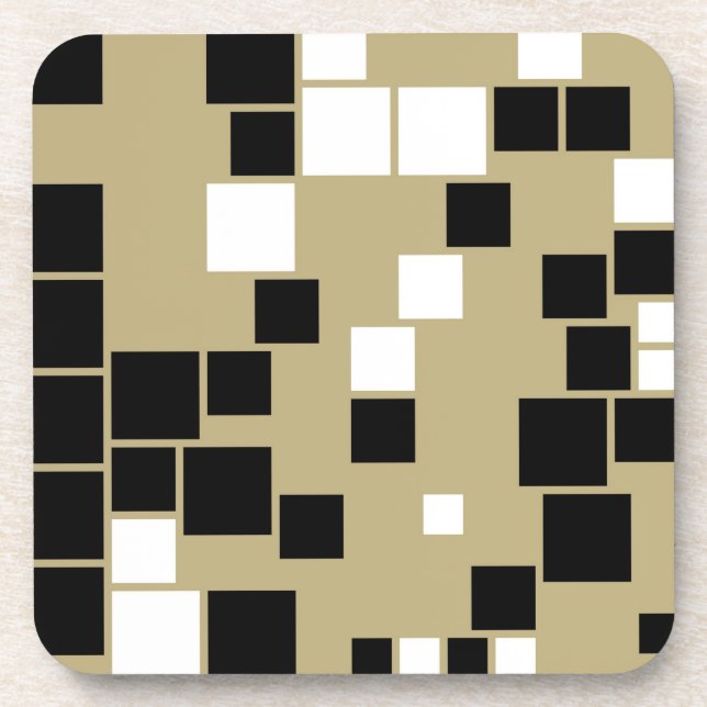 Retro Black and White Pattern Coasters (Front)