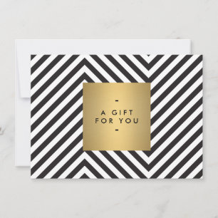 Retro Black and White Pattern Gold Name Gift Cert
