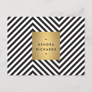 Retro Black and White Pattern Gold Name Logo Postcard