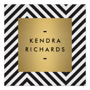 Retro Black and White Pattern Gold Name Logo Poster