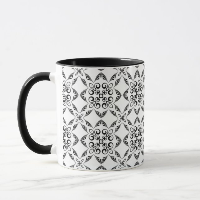 Retro Black and White Pattern  Mug (Left)