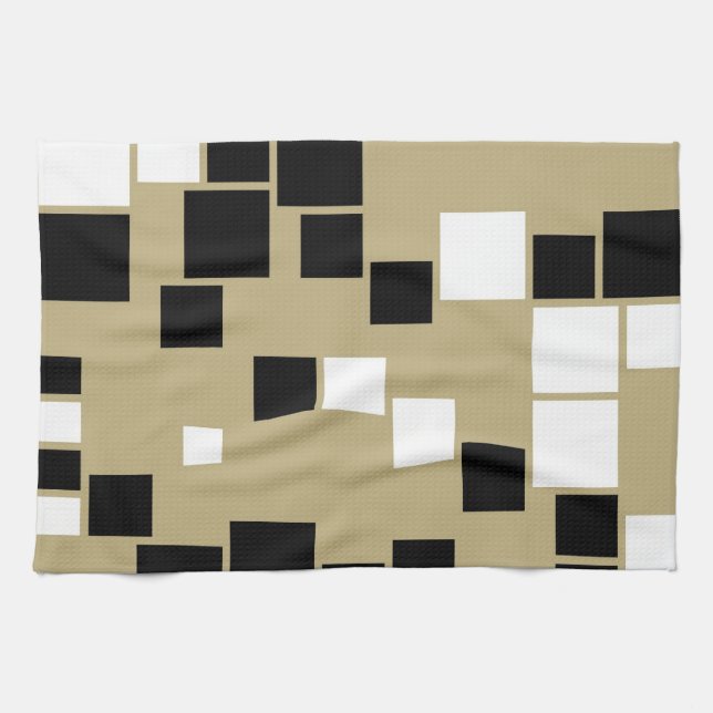 Retro Black and White Pattern Seamless Art Tea Towel (Horizontal)
